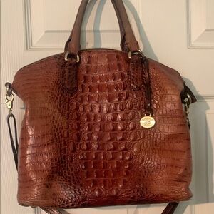 Brown Crocodile Embossed Leather Bag